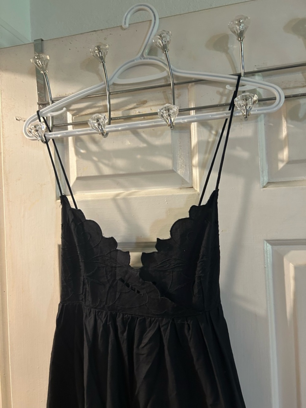 Zara Black Scalloped Neck Maxi Dress with Spaghetti Straps - Picture 2 of 4